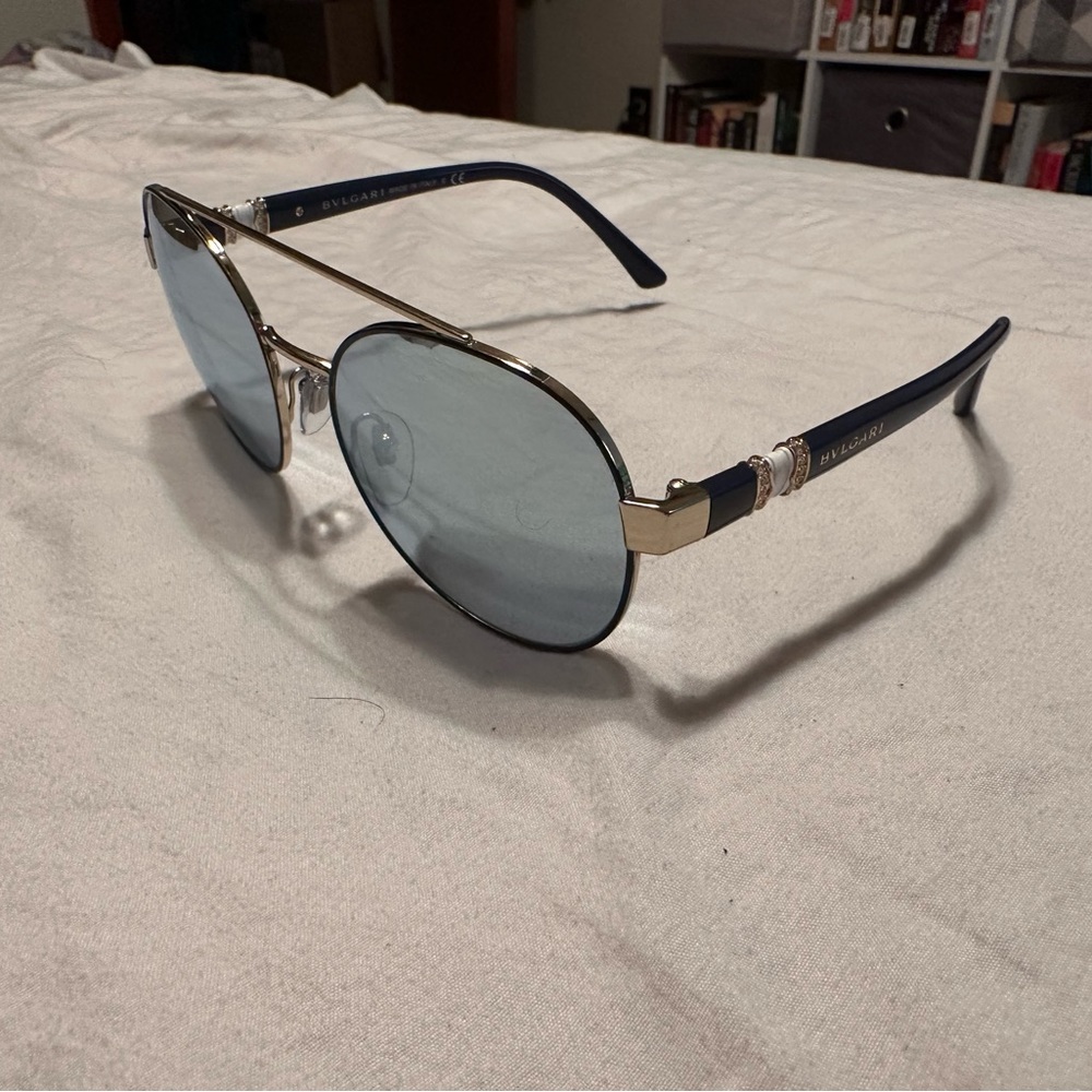 Bvlgari 6085-B Blue Mirrored Sunglasses
